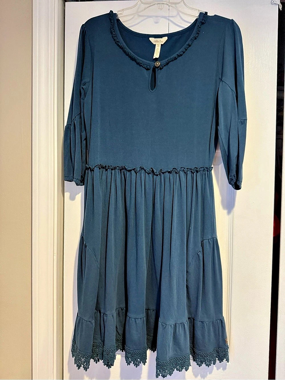 Women’s Matilda Jane Hold The Key Knit Dress Blue Midi Size Medium